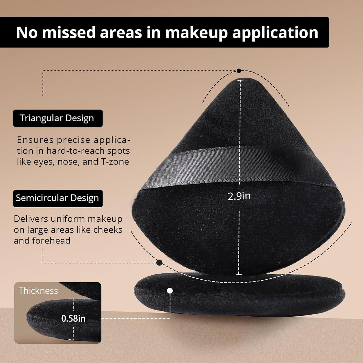 Triangle Powder Puffs for Face Powder Makeup Puff for Loose (Pack of 1)